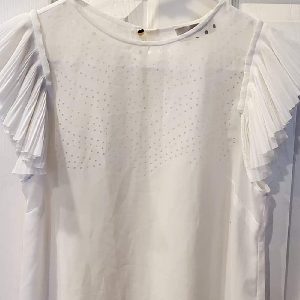 WILLOW OF WHITE SHEER ANGEL WING PLEATED SLEEVE